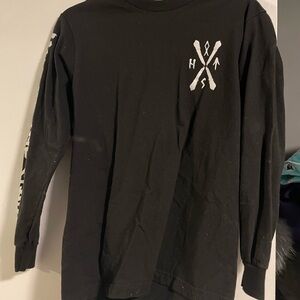 Black Long Sleeve Shirt with White Graphic